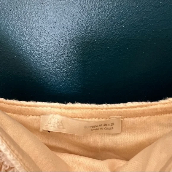 Zara Medium White and Tan Crochet Mini Summer | Boho Dress - Picture 6 of 9